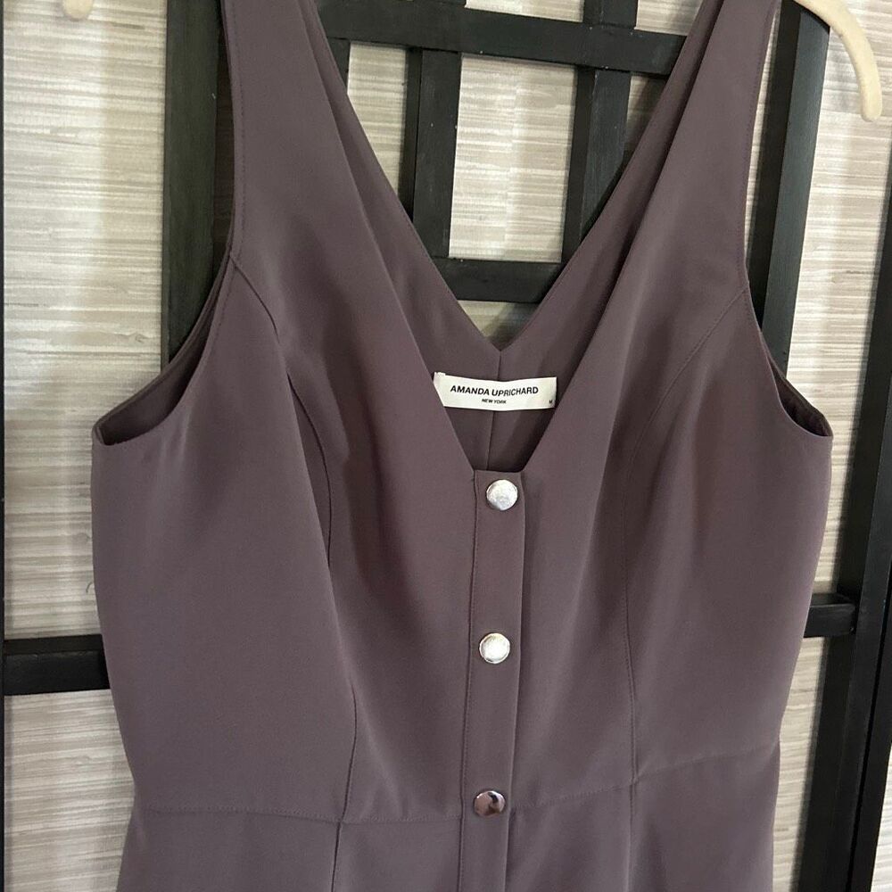 Amanda Uprichard Gray V-neck snap front short dress with peplum flounce bottom s - Picture 3 of 5